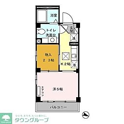氷川台ヒルズ 3階1Kの間取り