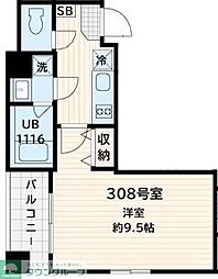 サンフィールド西荻窪 2階1Kの間取り