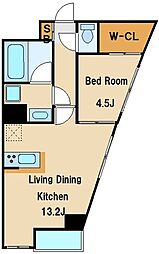 レジディア高円寺 1LDKの間取図画像