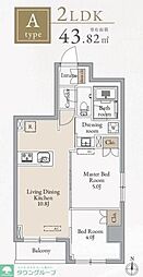 ジオエント新中野 2LDKの間取図画像