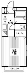 サニーハウス 1Kの間取図画像