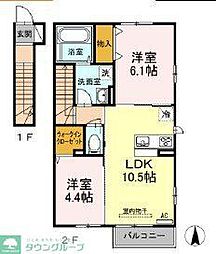 アゼリア上鷺A 1LDKの間取図画像