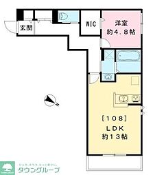 プレシャスコート 1LDKの間取図画像