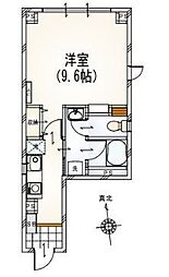 ヴァンヴェール岡埜 1Kの間取図画像