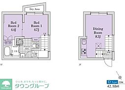 EXAM方南町 2DKの間取図画像