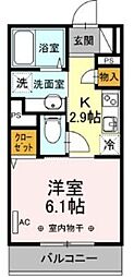 グランディオストゥエーデ 1Kの間取図画像