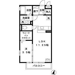 あさひ壱番館 1LDKの間取図画像