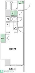 プレールカテリーナ代田橋 ワンルームの間取図画像