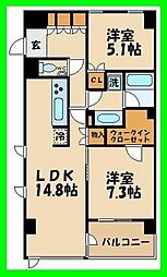 ガーデニエール砧レジデンス 2LDKの間取図画像
