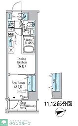 PrimeBliss東中野駅前 1DKの間取図画像
