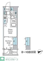 PrimeBliss東中野駅前 1DKの間取図画像