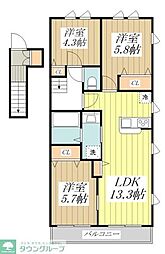 (仮称)三鷹市牟礼1丁目賃貸住宅 3LDKの間取図画像