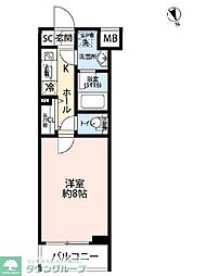 プレール・ドゥーク高井戸 3階1Kの間取り