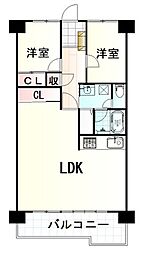 サンチェリー清水 2LDKの間取図画像