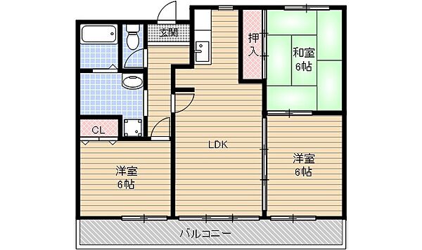 コンプリ―ション5 205号室｜大阪府茨木市桑田町(賃貸マンション3LDK・2階・65.73㎡)の写真 その2