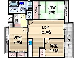コート・若園 2階3LDKの間取り