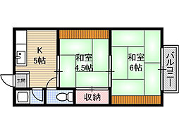坂口ハイツ 1階2Kの間取り