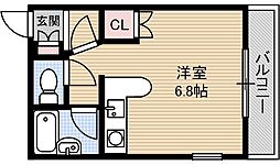 ビスタ千里丘Ｖ 1階ワンルームの間取り