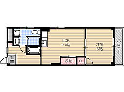 山崎第3マンション 4階1LDKの間取り