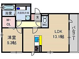 オリオン A101号室 1階1LDKの間取り