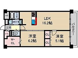 アクトタレイア茨木駅前 6階2LDKの間取り