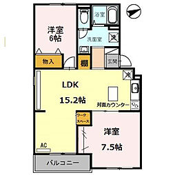 アリュールkokubo 2LDKの間取図画像