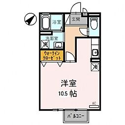 パークサイドヒロツグA棟 ワンルームの間取図画像