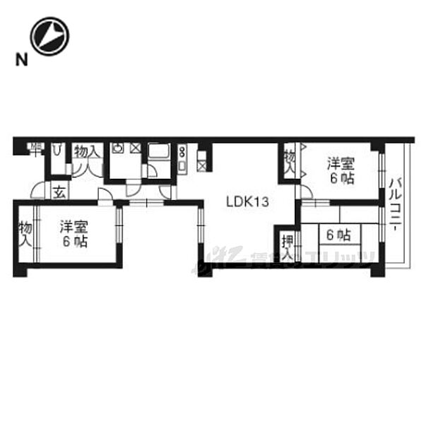 京都府京都市西京区大枝沓掛町(賃貸マンション3LDK・2階・71.48㎡)の写真 その2