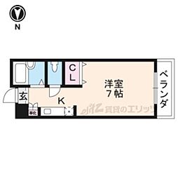 加賀山コーポ6 ワンルームの間取図画像