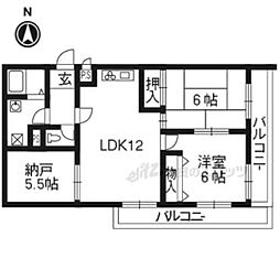 カレント桂 3LDKの間取図画像