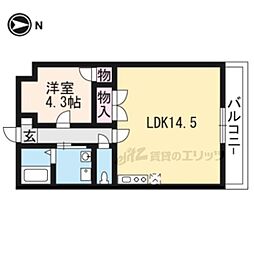 JR山陰本線 太秦駅 徒歩12分の賃貸マンション 1階1LDKの間取り