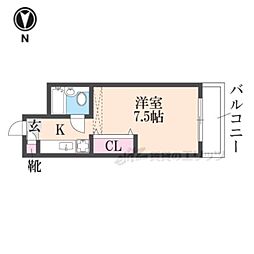 JR山陰本線 嵯峨嵐山駅 徒歩2分の賃貸マンション 1階1Kの間取り