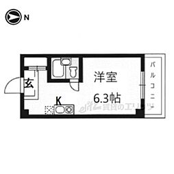 阪急京都本線 洛西口駅 4.6kmの賃貸マンション 2階1Kの間取り
