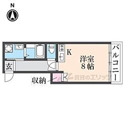 阪急京都本線 桂駅 徒歩17分の賃貸アパート 2階ワンルームの間取り