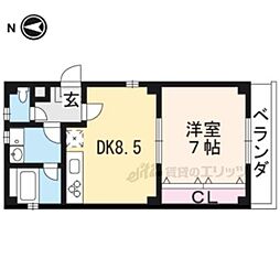 アーネストマンションII 3階1DKの間取り