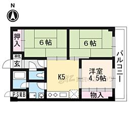 ルミエール嵯峨野 1階3DKの間取り