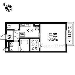 阪急京都本線 桂駅 徒歩15分の賃貸アパート 1階1Kの間取り