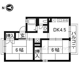 セジュール清水 2階2DKの間取り