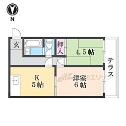 リベール嵯峨嵐山 1階2DKの間取り