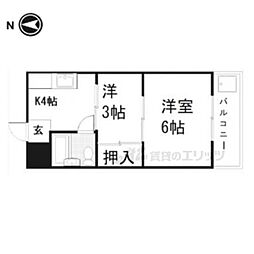 JR山陰本線 太秦駅 徒歩12分の賃貸マンション 3階2Kの間取り