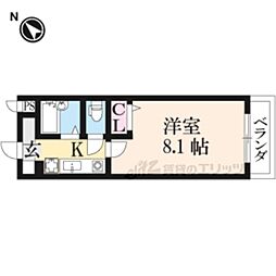阪急嵐山線 上桂駅 徒歩6分の賃貸マンション 5階1Kの間取り