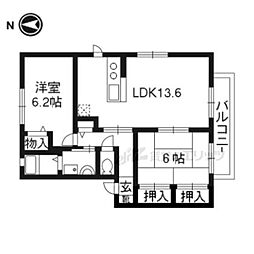 ブルーム 2階2LDKの間取り