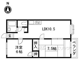 アルペジオ胡桃 2LDKの間取図画像