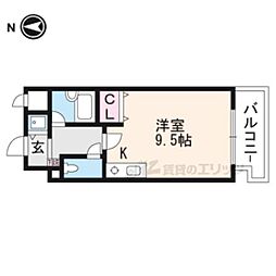 パサディナパーク 8階1Kの間取り