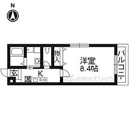 阪急京都本線 桂駅 徒歩5分の賃貸マンション 1階1Kの間取り
