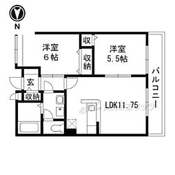プラシードＴＳＵＫＡＳＡ　Ｂ棟 1階2LDKの間取り