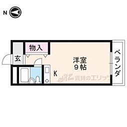 グラシューズなかにし ワンルームの間取図画像