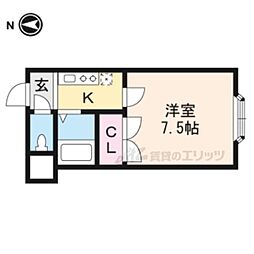 ピーコック 1Kの間取図画像