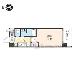 ソルテラス嵯峨嵐山 1Kの間取図画像