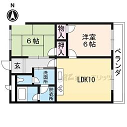 コーポラスコキチ 2LDKの間取図画像